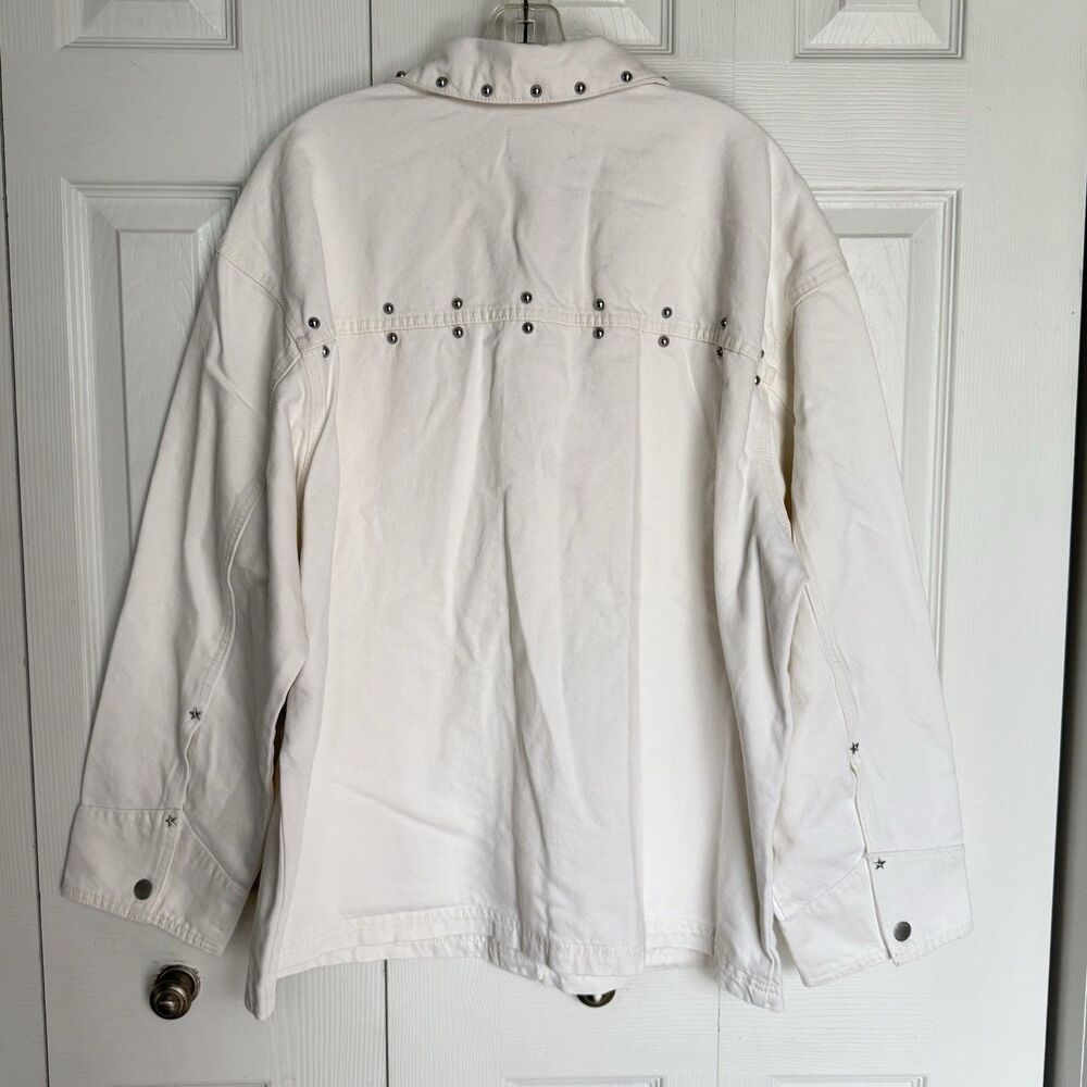 NWT Women's Studded Chore Denim Jacket - Universal Thread White Size L - Picture 8 of 17
